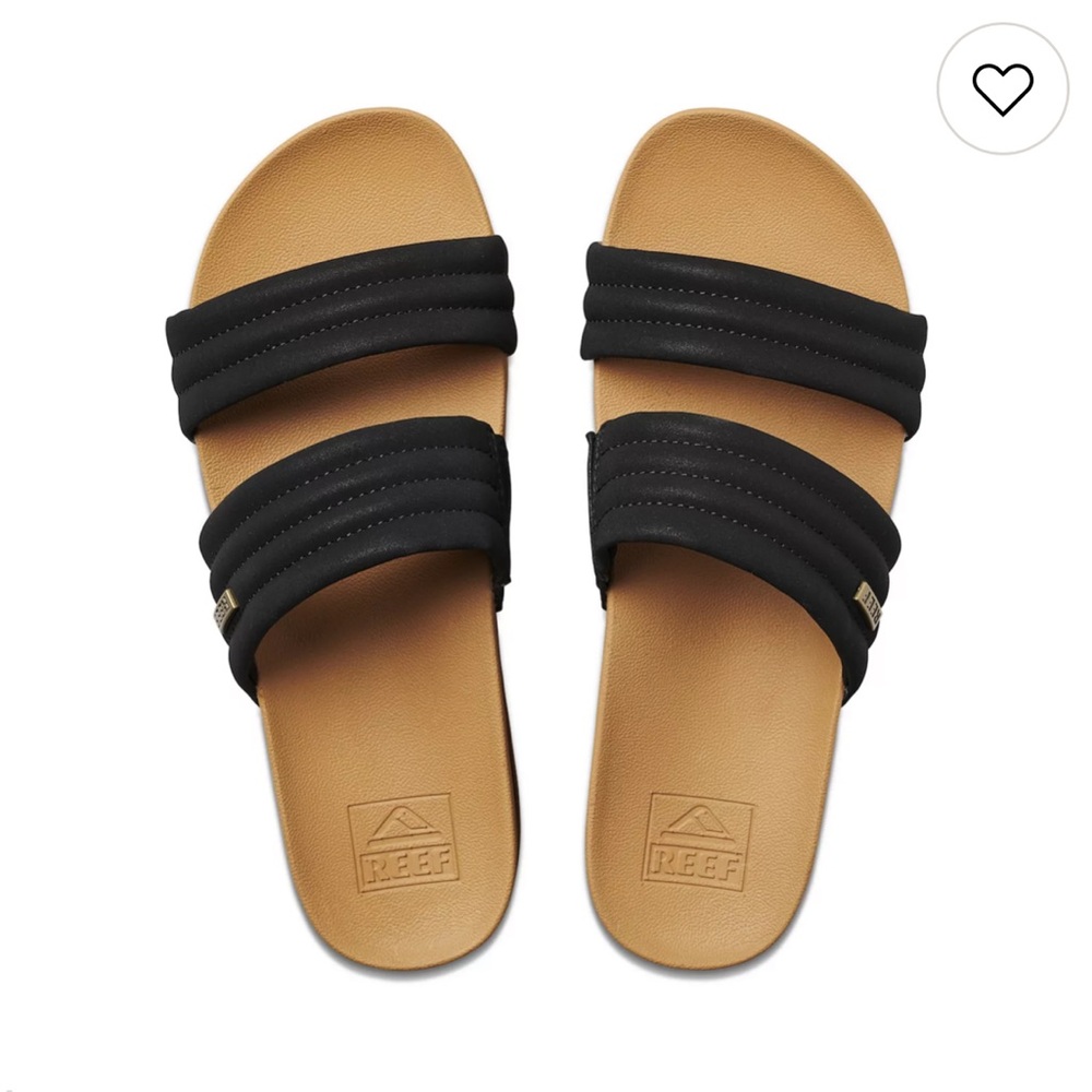 Reef Women's 2-Bar Black Slide Sandals